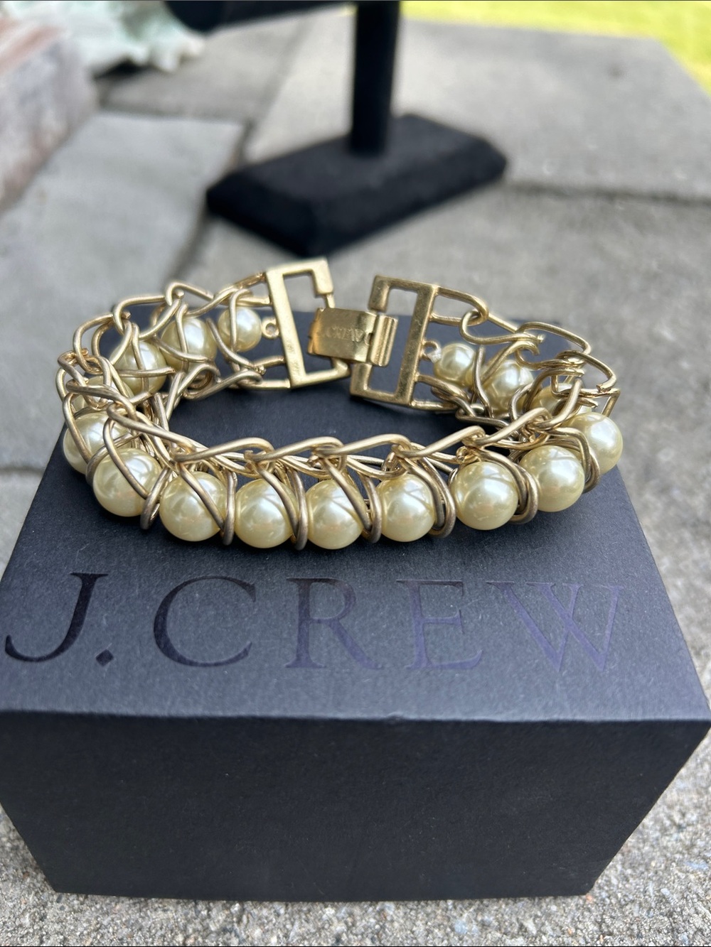 J. Crew Gold-Tone Bracelet with Cream Pearls
